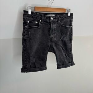 Topman Black Distressed Skinny Jean Shorts Jorts Men’s size 30